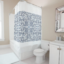 Cortina Para Box Denim Blue Floral