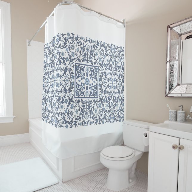 Cortina Para Box Denim Blue Floral (In Situ)