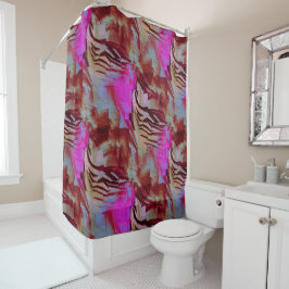 Cortina Para Box Desenho abstrato de mosaico a rosa rústico e enfer