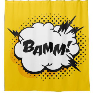 Cortina Para Box Desenho da bolha de fala com pop art com texto. Ca