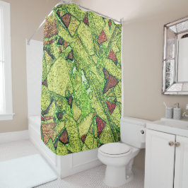 Cortina Para Box Desenho de rocha vulcânica pintado, amarelo-esbran