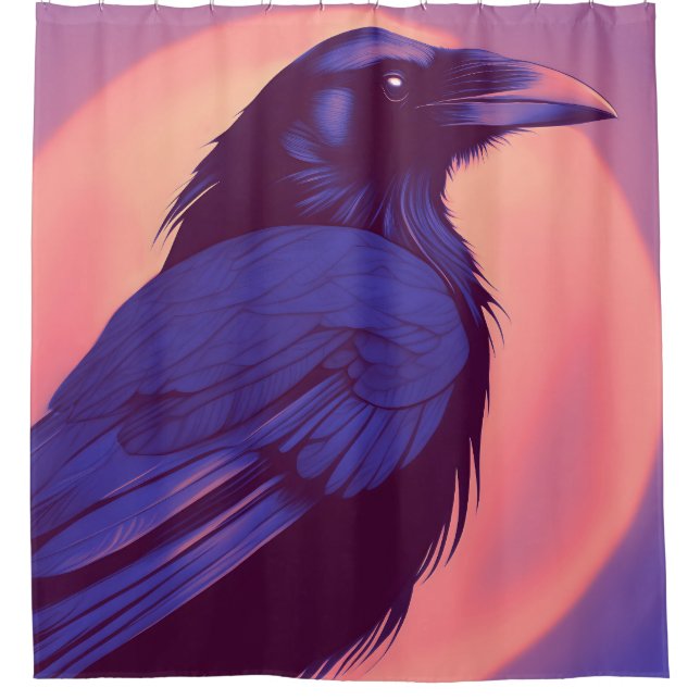 Cortina Para Box Desenho de um corvo preto roxo (Frente)