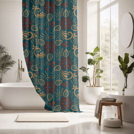 Cortina Para Box Desenho floral ornamental charmoso