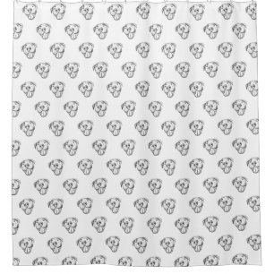 Cortina Para Box desenho pitbull simples amantes de cães preto bran