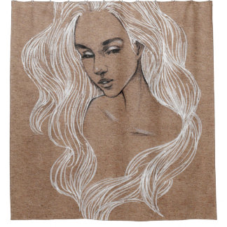 Cortina Para Box Desenho Retrato: Ilustração de Menina