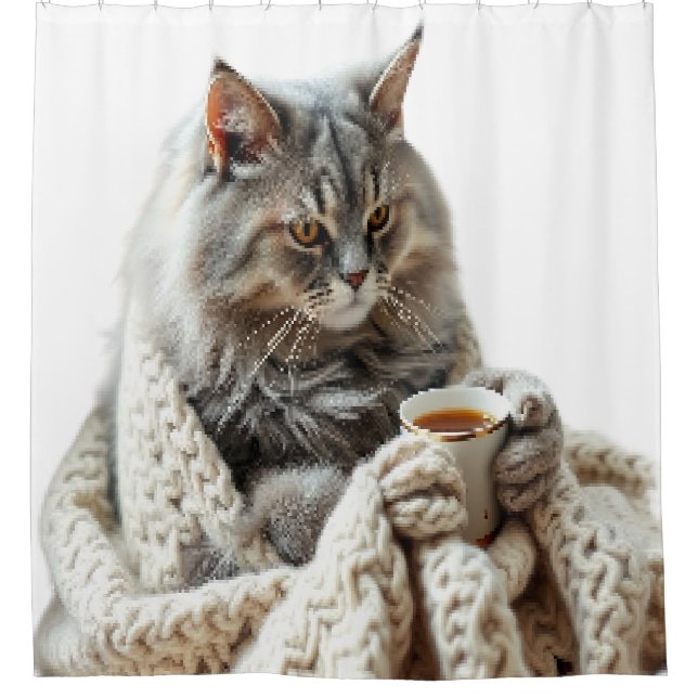 Cortina Para Box Desfrute do Cat Winter Tea (Frente)