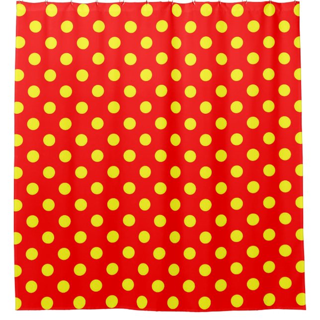 Cortina Para Box Design Bolinhas Amarelo-Vermelho (Frente)