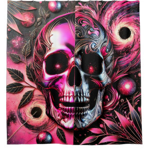 Cortina Para Box Design de Caveira Rosa