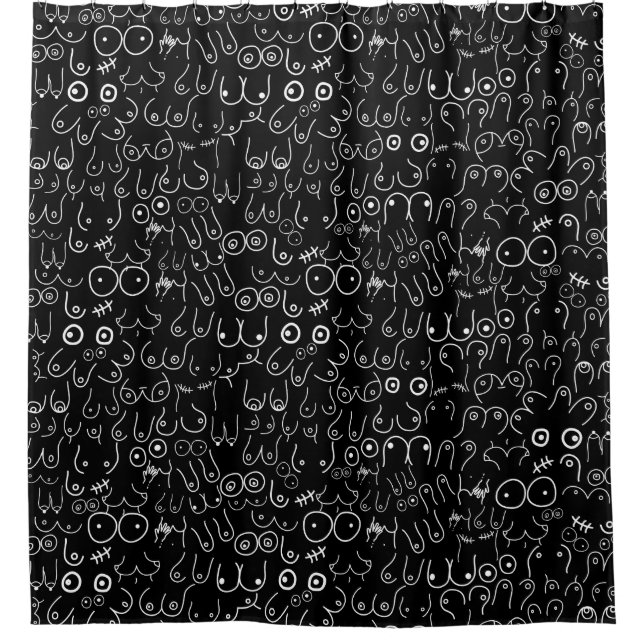 Cortina Para Box design de diversão branca e preta (Frente)