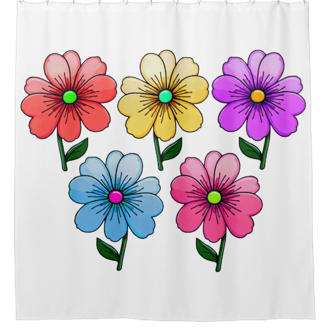 Cortina Para Box design de flores de 5 cores (Frente)