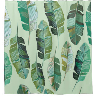 Cortina Para Box Design de moda com bananeiras tropicais