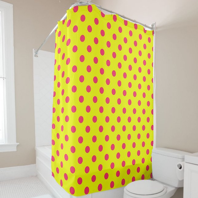 Cortina Para Box Design de padrão de bolinhas rosa em amarelo (Criador carregado)