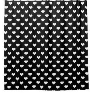 Cortina Para Box Design de Padrão de Coração de Amor Branco Negro