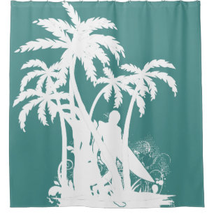 Cortina Para Box Design de Surf de Praia Tropical Havaiano