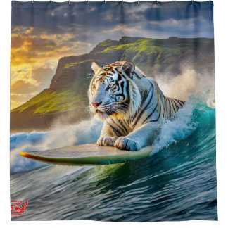 Cortina Para Box Design de surf de Tigre Branco por Rich AMeN Gill