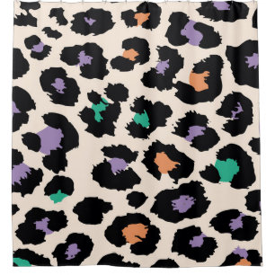 Cortina Para Box Design e suporte de animais-leopardo coloridos