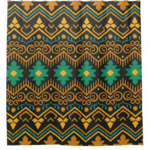 Cortina Para Box Design Étnico Tecido Ikat bordado