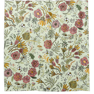 Cortina Para Box design floral da flor do teste padrão da abelha d