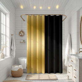 Cortina Para Box Design Geométrico de Tela Dividida Preto e Dourado