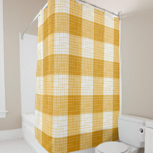 Cortina Para Box Design Xadrez Amarelo e Branco em Xadrez Ousado