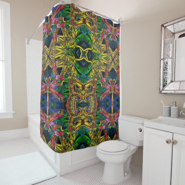 Cortina Para Box designs abstrato tribais, gravadas (In Situ)