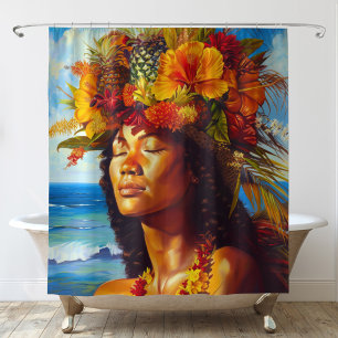 Cortina Para Box Deusa Tropical da Ilha Havaiana