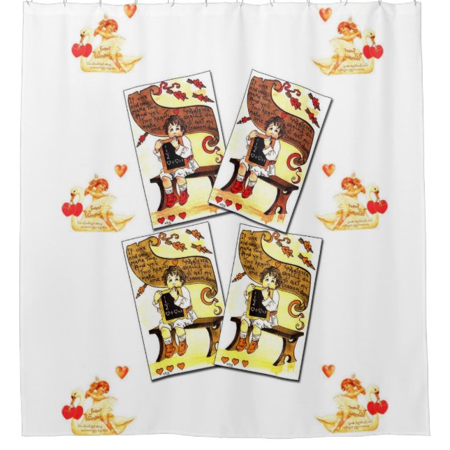 Cortina Para Box dia de os namorados branco do chuveiro (Frente)