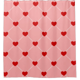 Cortina Para Box dia dos namorados retro pontos corações rosa verme