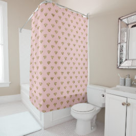 Cortina Para Box Diamantes Dourados Rosa Esbranquiçados