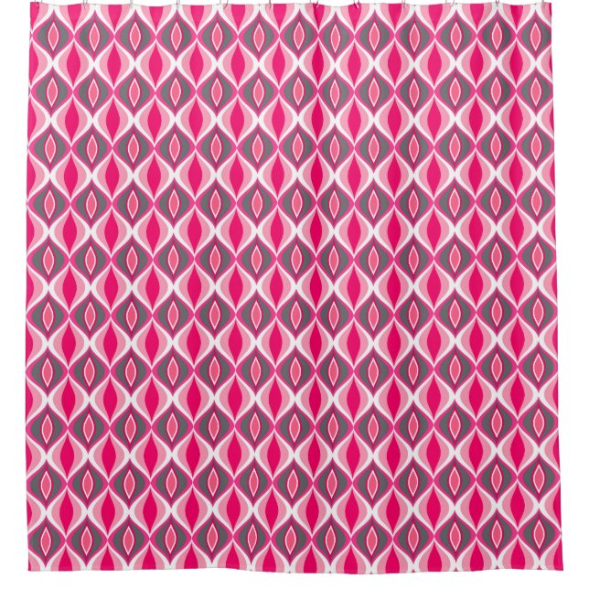 Cortina Para Box Diamantes Modernos do Século médio, Rosa, Fúcsia e (Frente)