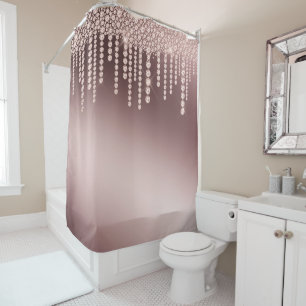 Cortina Para Box Diamantes Sparkly Dourados do Rosa de luxo