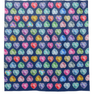Cortina Para Box Diamond Heart Watercolor Marinho Blue Girl