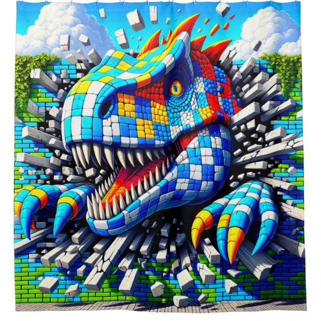 Cortina Para Box Dinossauro Arte (Frente)