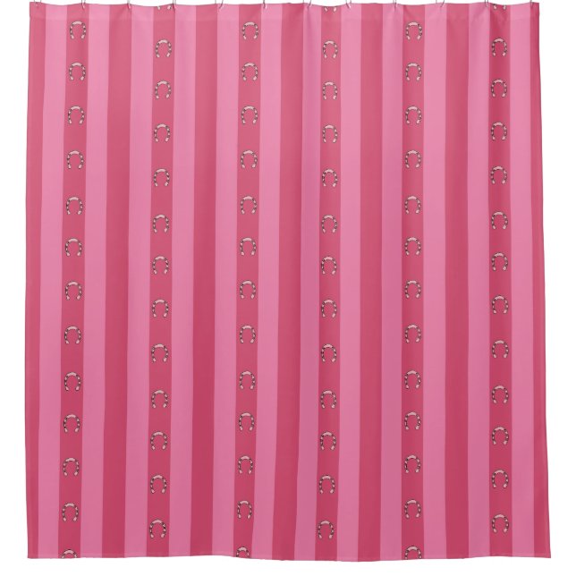 Cortina Para Box Dismal Pink Shower Curtain Y2K Horseshoe Stripe (Frente)