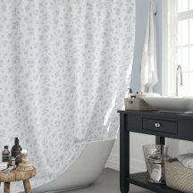 Ditsy Floral Pattern Coastal Cottage Blue White