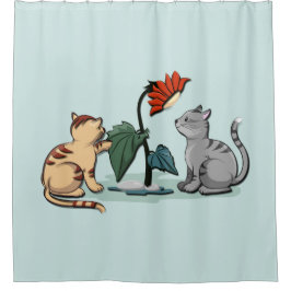 Cortina Para Box Diversão de Verão dos Gatinhos Flor
