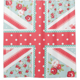 Cortina Para Box Diversão Folk Quilt British Union Jack Pastels