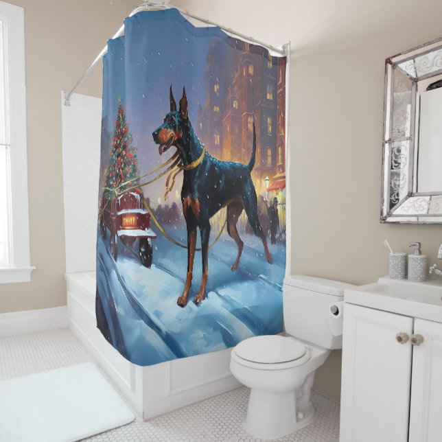 Cortina Para Box Doberman Christmas Fesason Season (In Situ)