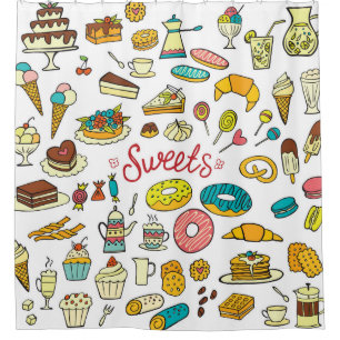 Cortina Para Box Doces de rosca coloridos: design de sobremesa