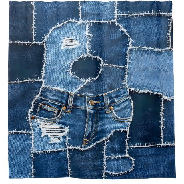 Cortina Para Box Dog Patchwork Art Denim (Frente)