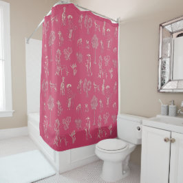Cortina Para Box Dogs Lady Toile de Jouy Dark Cor Rosa