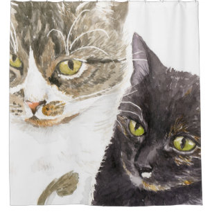 Cortina Para Box Dois gatos - tabby e tortie