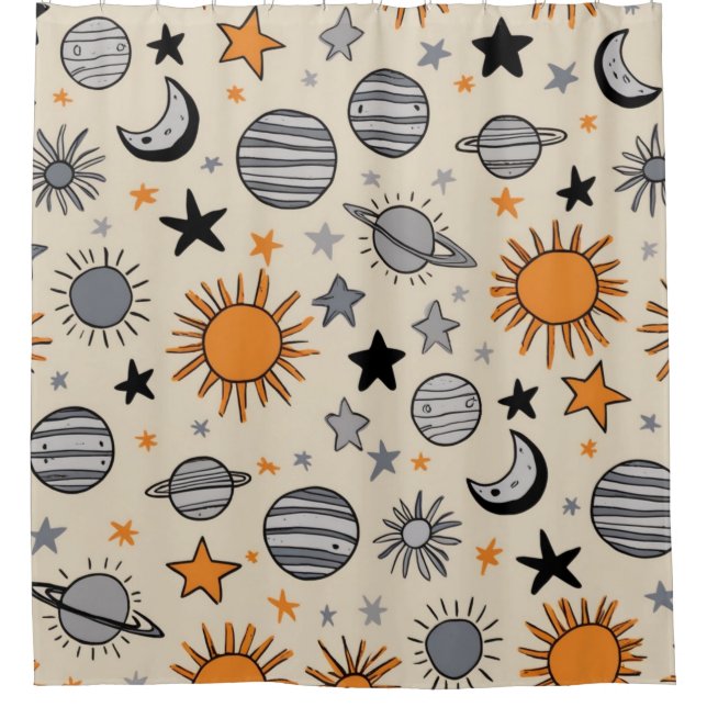 Cortina Para Box Doodle Celestial Caprichoso (Frente)