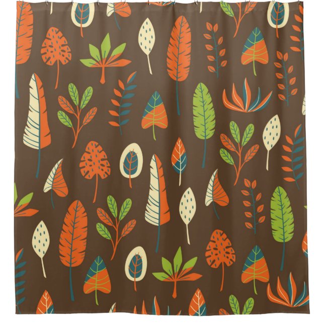 Cortina Para Box Doodle Hand Drawn Tropical Pattern with Leaves on  (Frente)