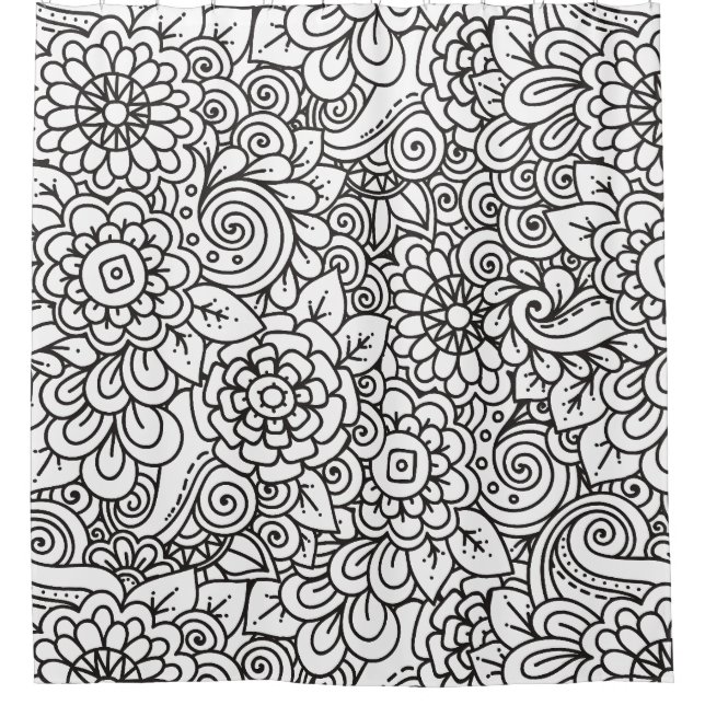 Cortina Para Box Doodle retro floral (Frente)