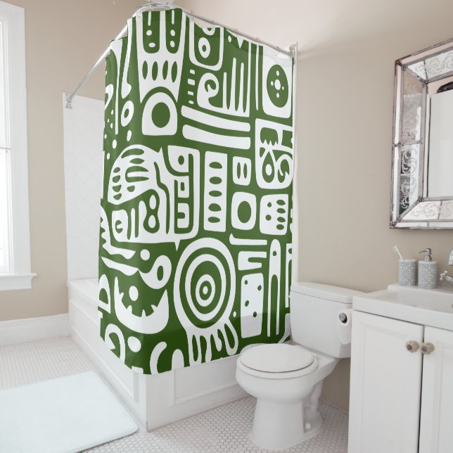 Cortina Para Box Doodle verde oceano e branco 3 de 4 (In Situ)