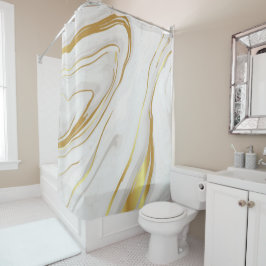 Cortina Para Box Dourada Marble Swirl