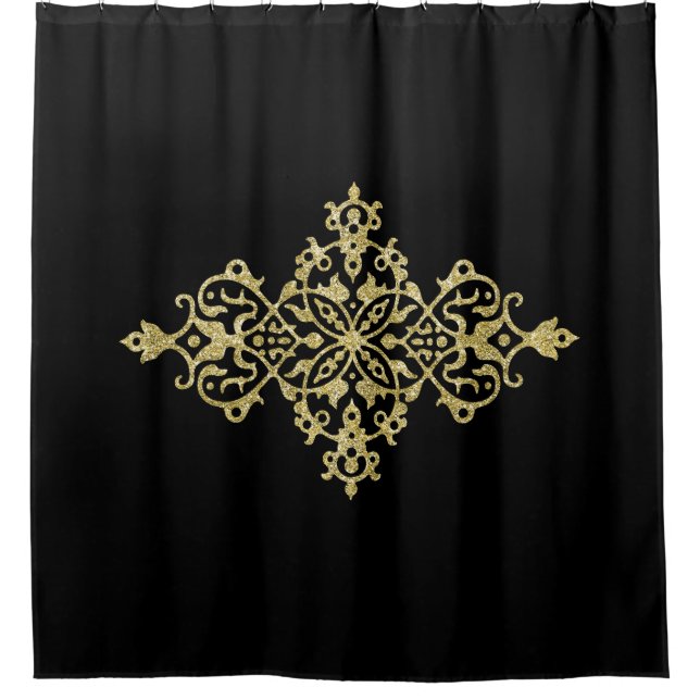 Cortina Para Box Dourado brilho e preto (Frente)