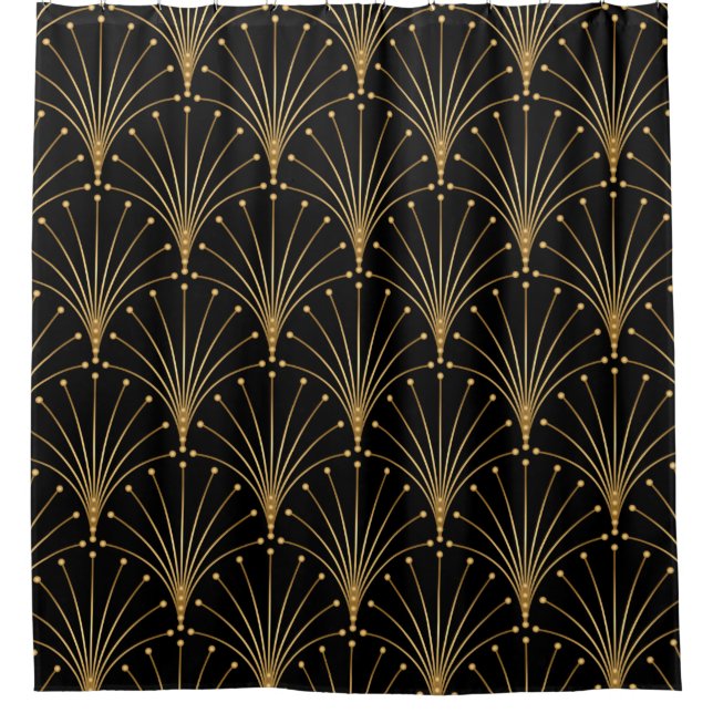 Cortina Para Box Dourado e preto. Contexto luxuoso (Frente)