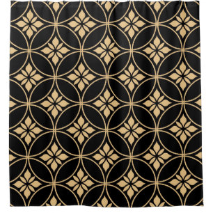 Cortina Para Box Dourado e Preto: Vintagem Floral Abstrato